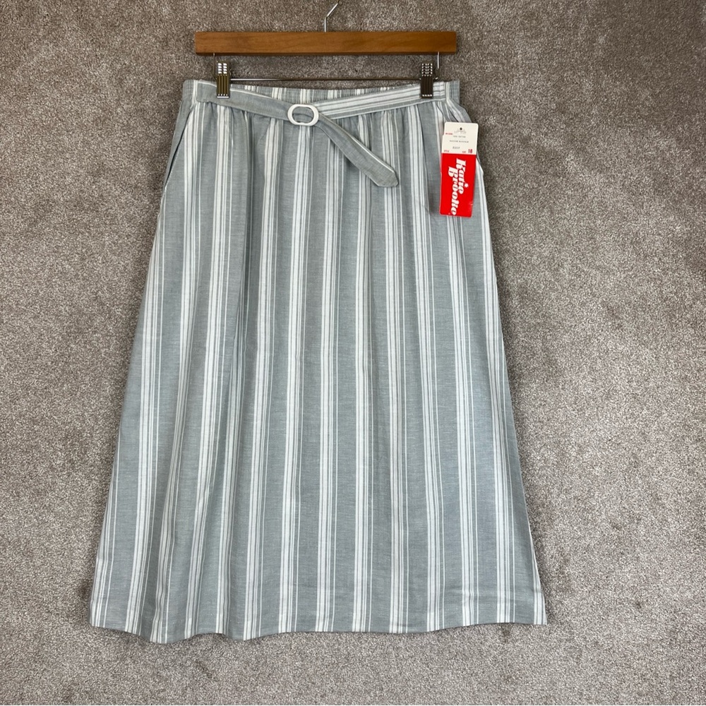 Katie Brooke Vintage Skirt Womens 18 Gray Stripe Midi Elastic Waist NEW- 9923*